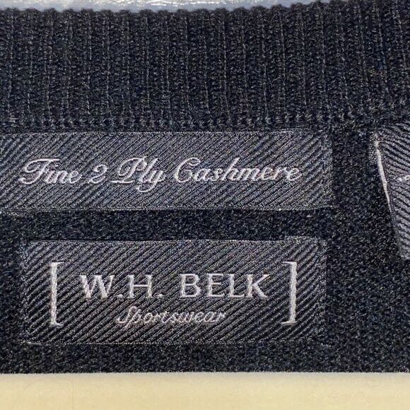 W.H Belk Men's Fine 2 Ply Cashmere Black Long Sleeve Sweater Size Large - Picture 10 of 10